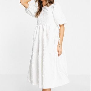 Asos Midi Dress with Puff Sleeves